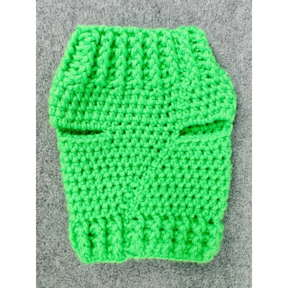 Dog‎ Sweater XS Green Small Breed Handmade Crocheted Pullover Cozy Pet